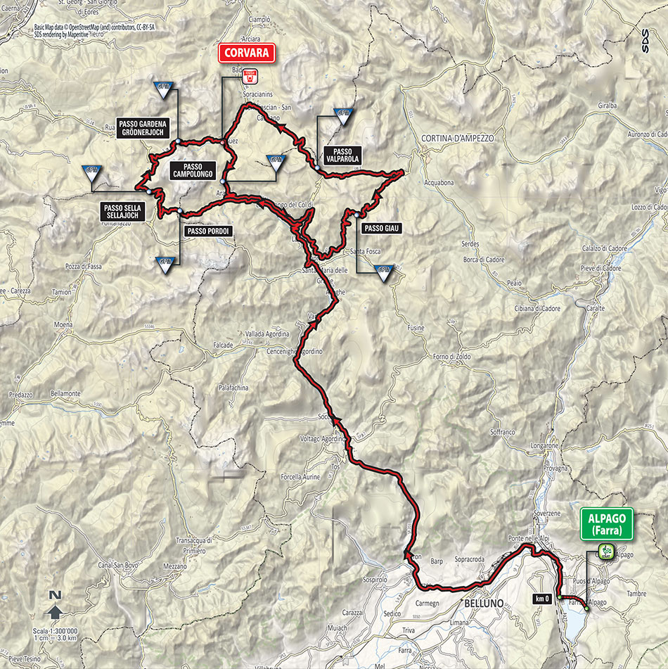 Tappa 14  ALPAGO (FARRA) - CORVARA Giro d’Italia