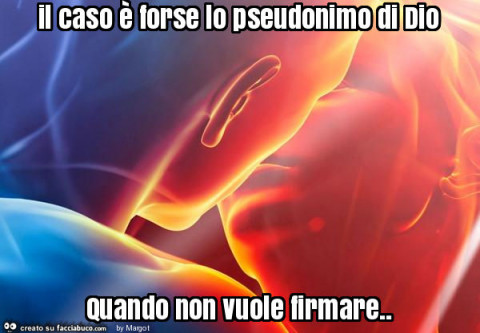 “IL CASO E’ LO PSEUDONIMO DI DIO QUANDO NON VUOLE FIRMARE” “IL CASO E’ LO PSEUDONIMO DI DIO QUANDO NON VUOLE FIRMARE”